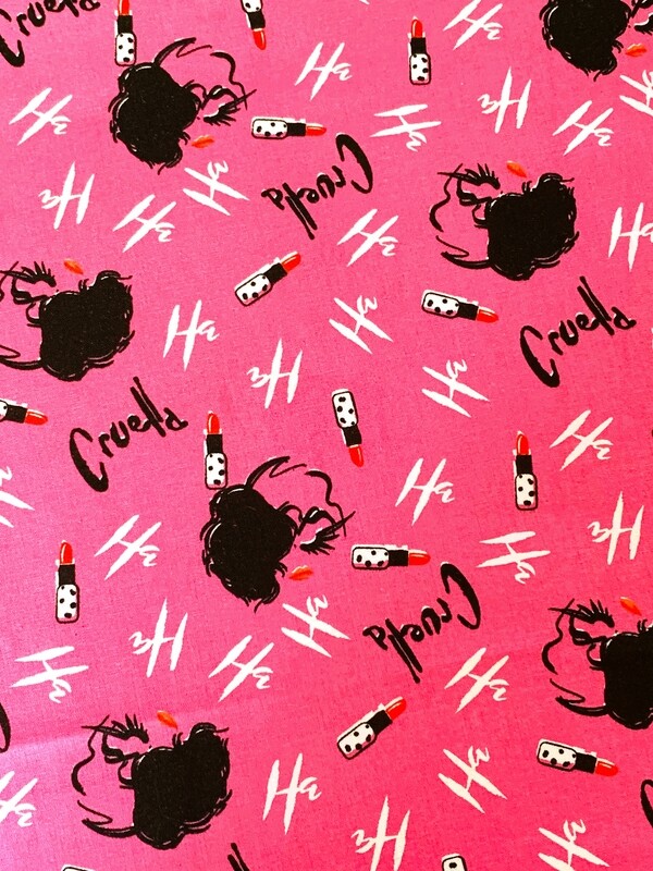 Cruella, Pink | Licensed Quilting Cotton | 112cm wide
