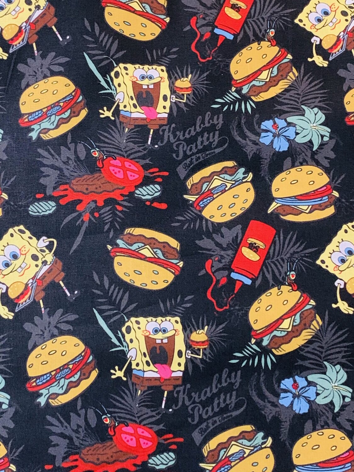 Spongebob, Burgers | Licensed Quilting Cotton | 112cm wide - 0.5m Piece