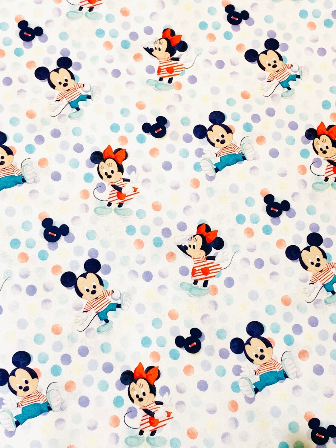 Baby Mickey & Minnie | Licensed Quilting Cotton | 112cm wide - 0.8m Piece