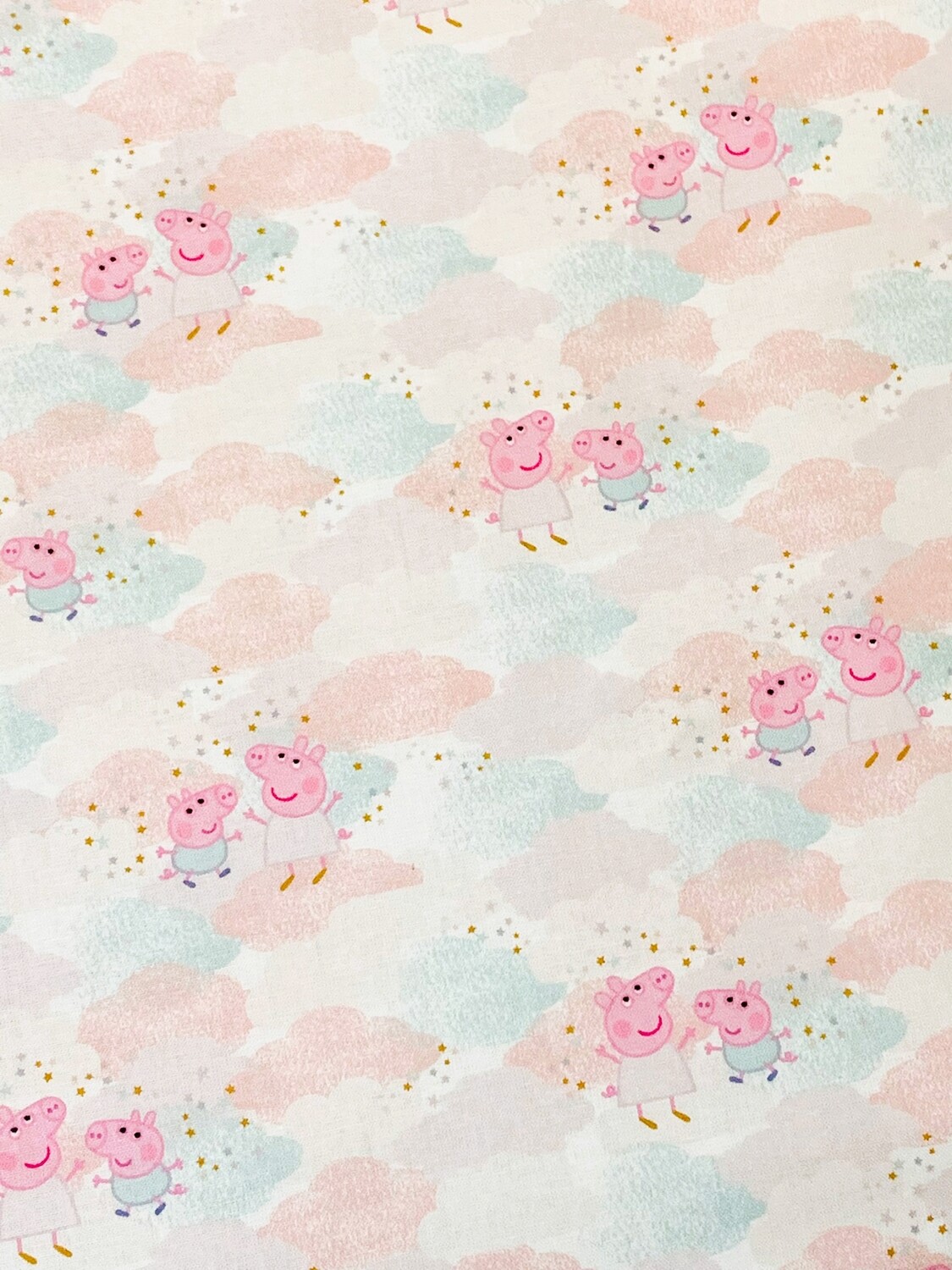 Peppa Pig, Pastel Clouds | Licensed Quilting Cotton | 112cm wide