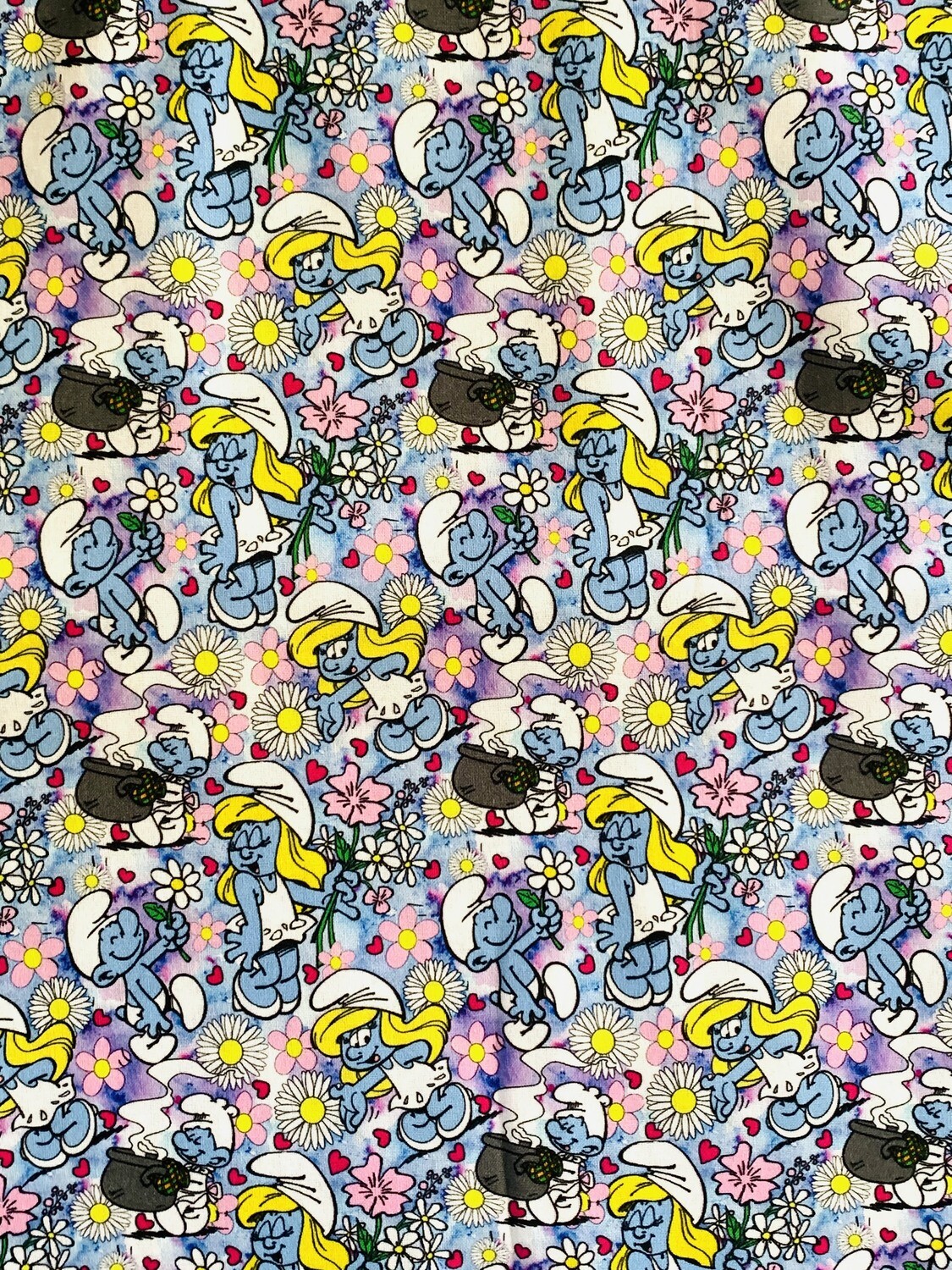 Smurfs, Stacked | Custom Quilting Cotton | 145cm wide - 0.5m Piece