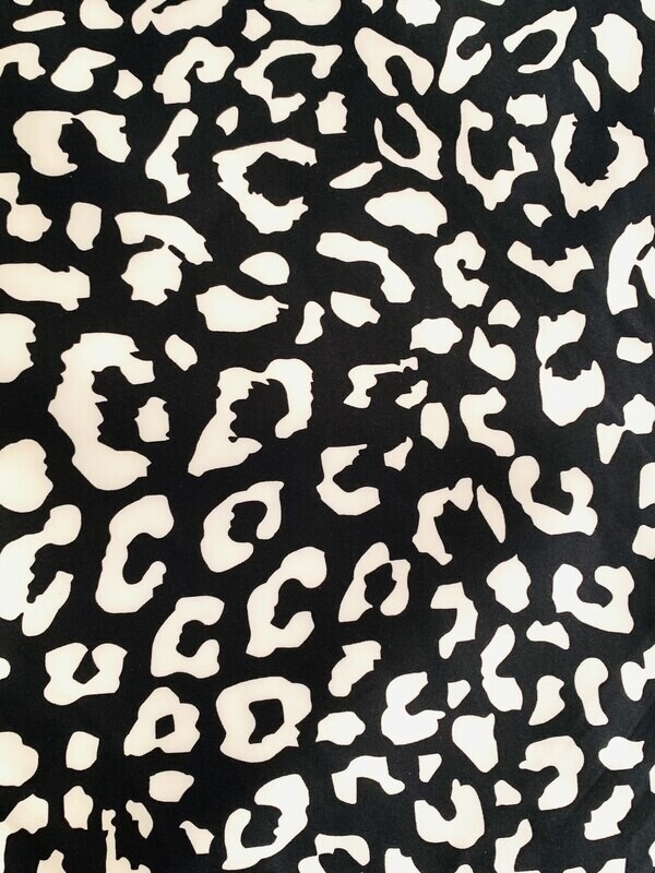 Black &amp; White Leopard | Scuba Knit, 280gsm | 145cm Wide