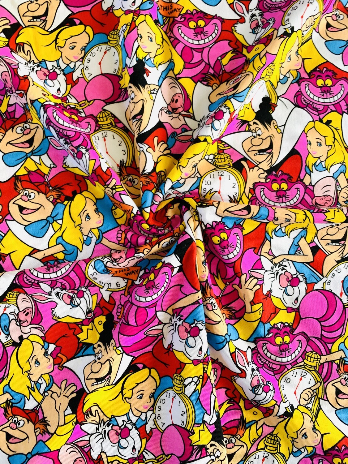 Alice in Wonderland Allover | Licensed Lightweight French Terry, 220gsm | 180cm Wide