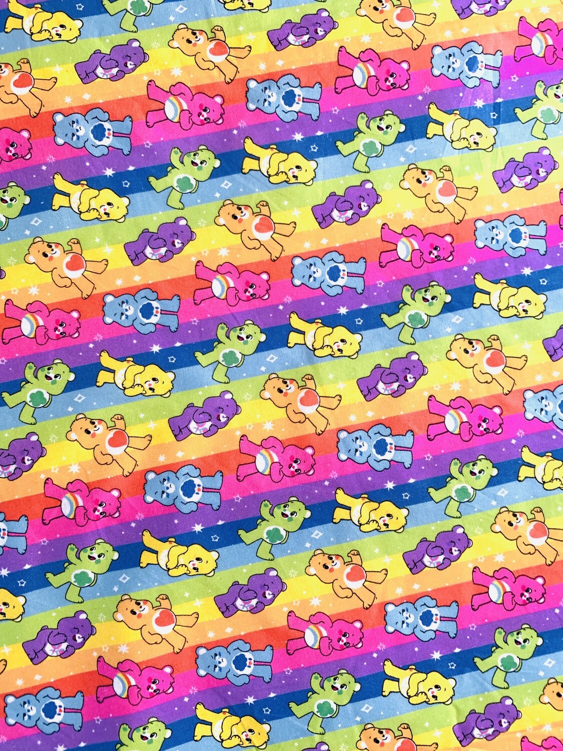 Carebears, Rainbows Stripes | Licensed Quilting Cotton | 112cm wide