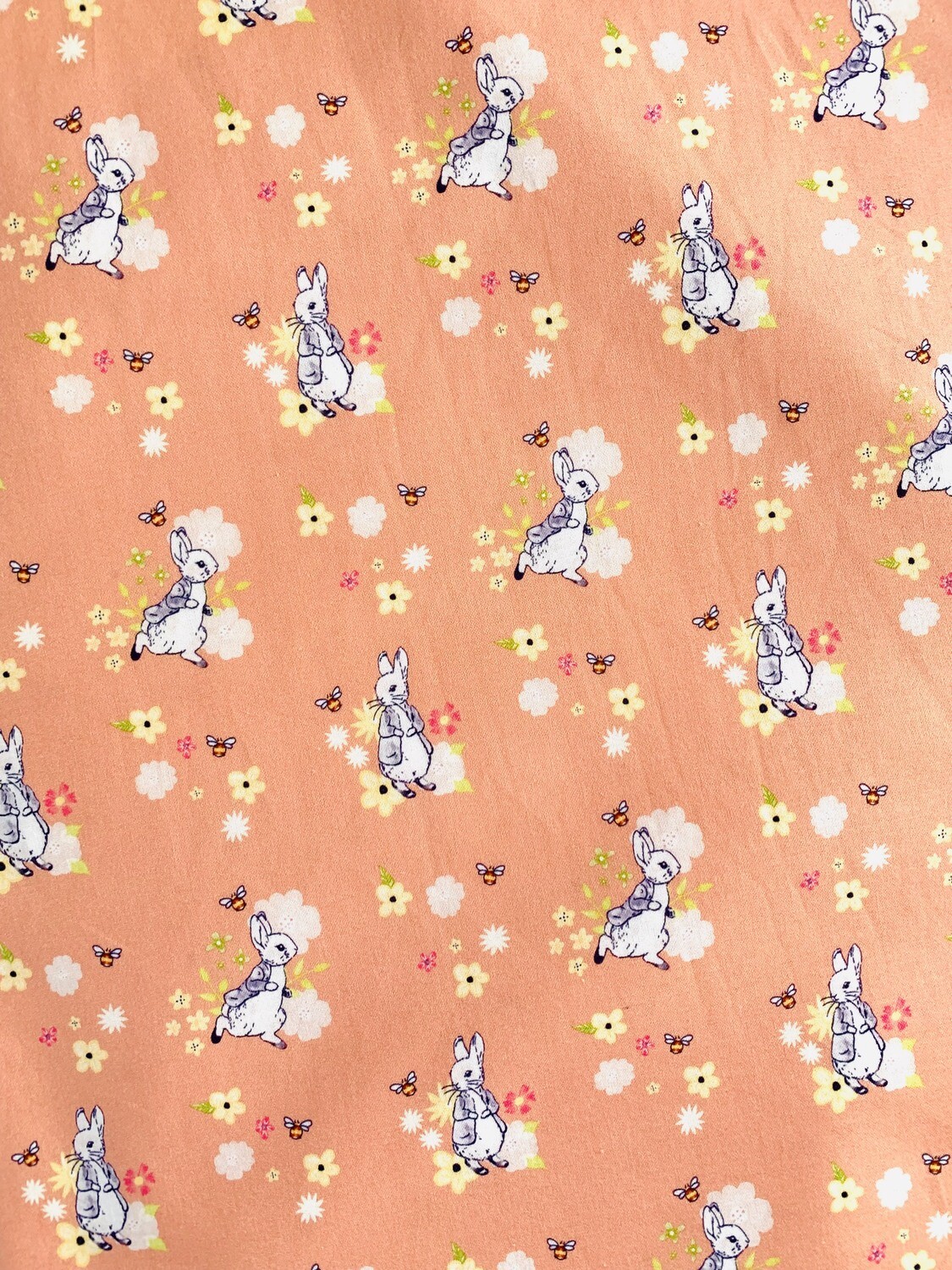 Peter Rabbit, Floral Bees Apricot | Licensed Quilting Cotton | 112cm wide