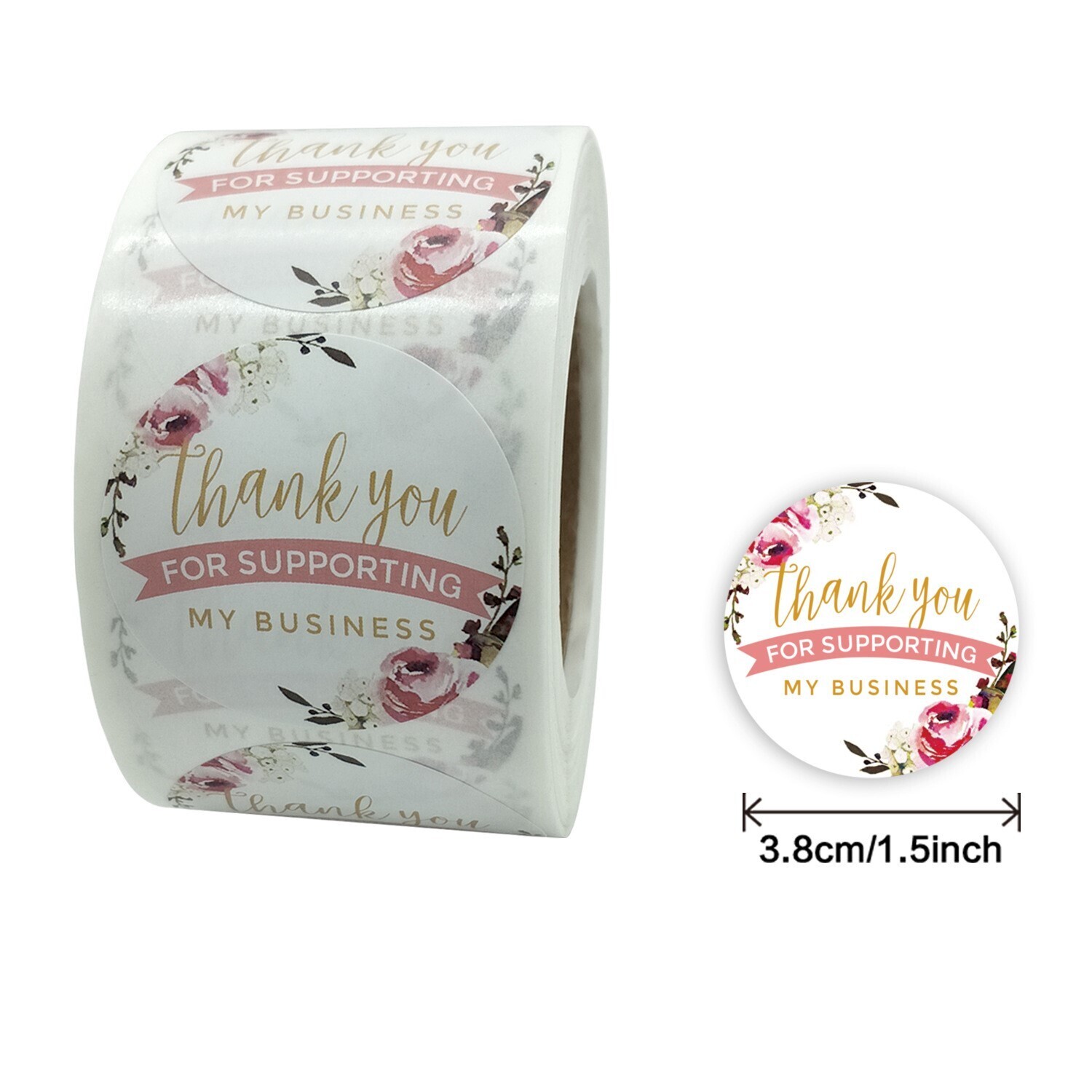 "Thank You for Supporting My Business" | 1.5'' (38mm) Scrapbooking Gift Wrapping Sticker
