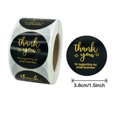 &quot;Thank You&quot; Black &amp; Gold | 1.5&#39;&#39; (38mm) Scrapbooking Gift Wrapping Sticker