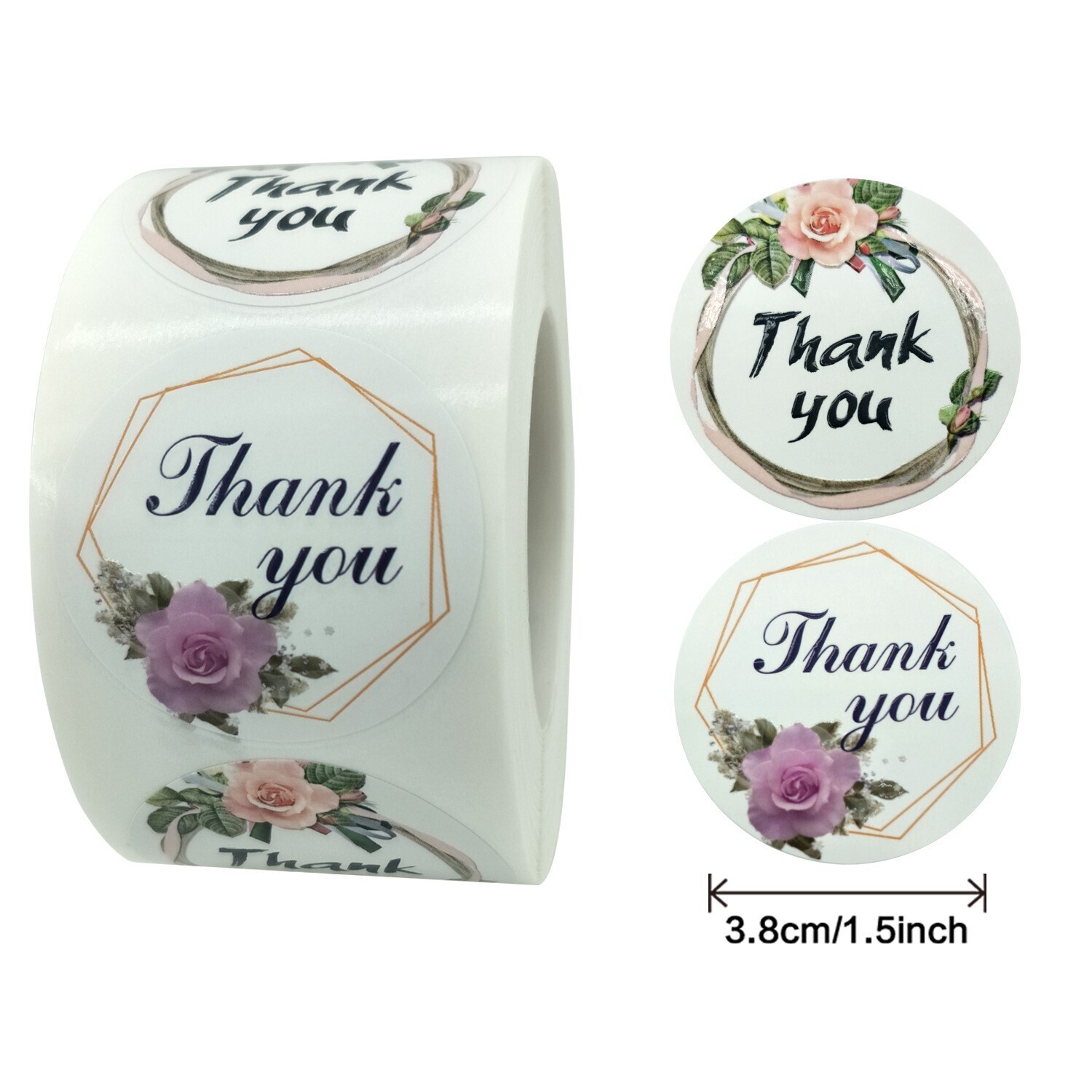 "Thank You" Floral Frames | 1.5'' (38mm) Scrapbooking Gift Wrapping Sticker
