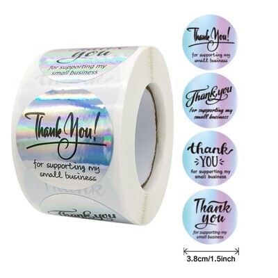 &quot;Thank You“ Holographic | 1.5&#39;&#39; (38mm) Scrapbooking Gift Wrapping Sticker