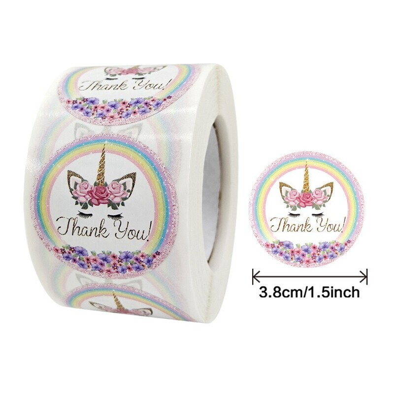 &quot;Thank You&quot;, Unicorn | 1.5&#39;&#39; (38mm) Scrapbooking Gift Wrapping Sticker