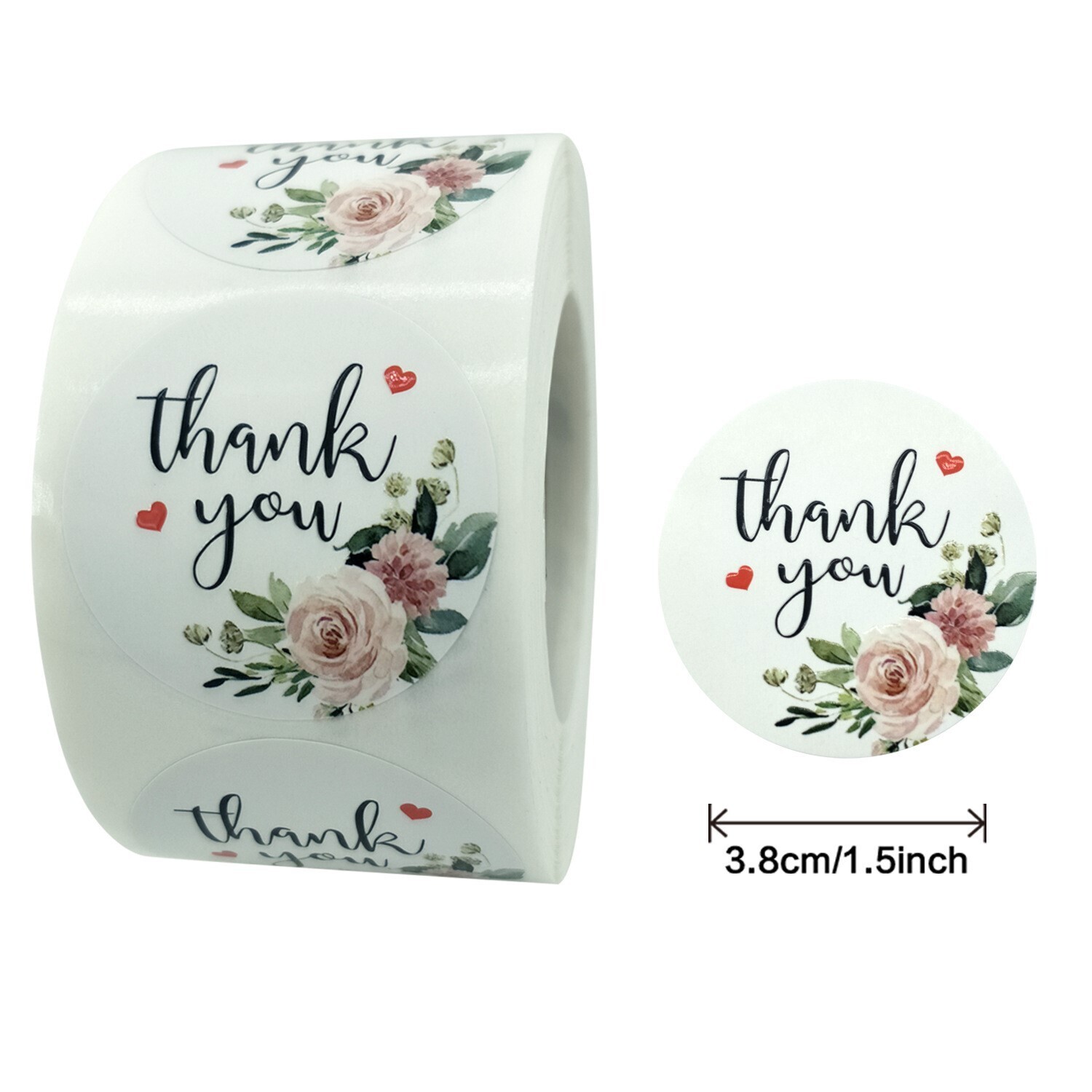 "Thank You" Roses | 1.5'' (38mm) Scrapbooking Gift Wrapping Sticker