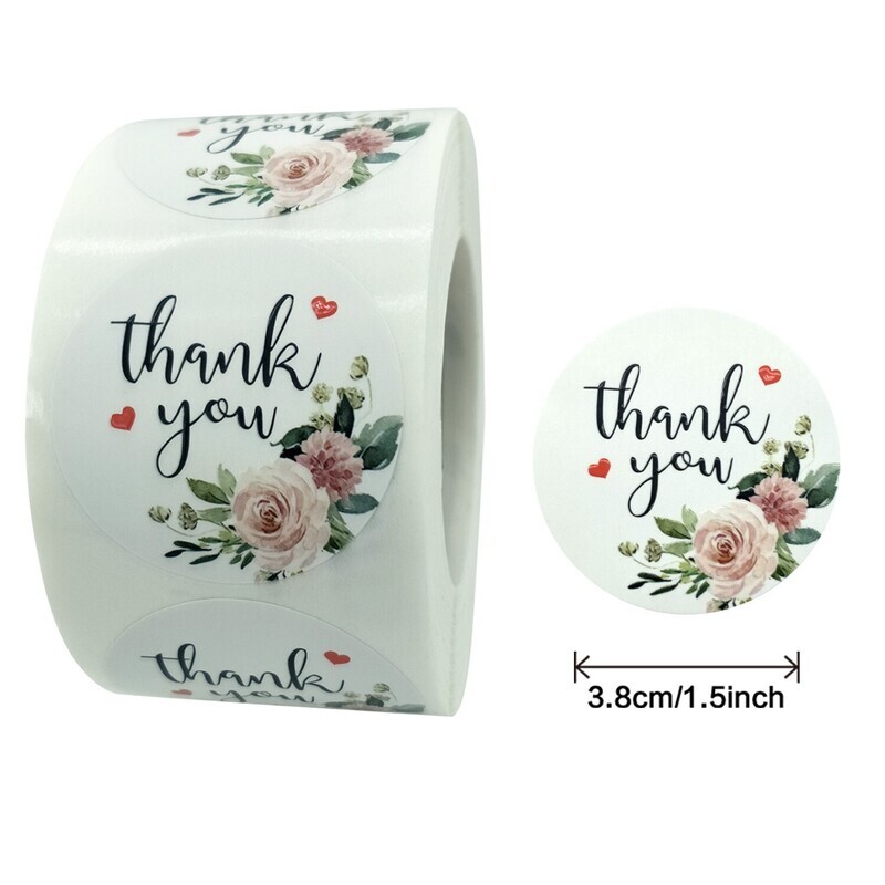&quot;Thank You&quot; Roses | 1.5&#39;&#39; (38mm) Scrapbooking Gift Wrapping Sticker
