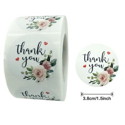 "Thank You" Roses | 1.5'' (38mm) Scrapbooking Gift Wrapping Sticker