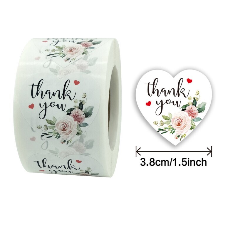 &quot;Thank You&quot; Hearts | 1.5&#39;&#39; (38mm) Scrapbooking Gift Wrapping Sticker
