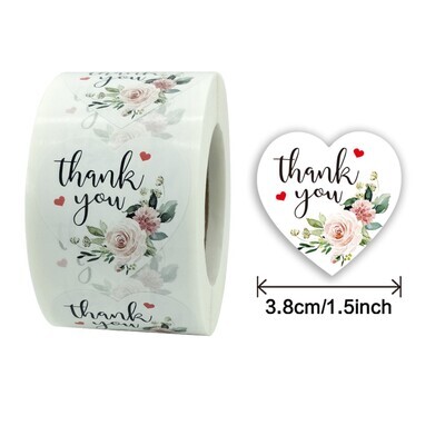 "Thank You" Hearts | 1.5'' (38mm) Scrapbooking Gift Wrapping Sticker