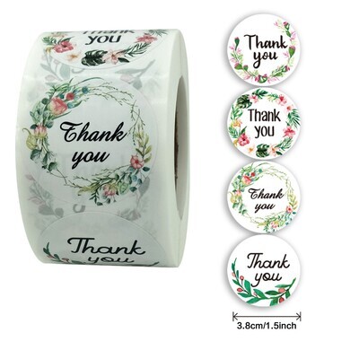 &quot;Thank You&quot; Wreathes | 1.5&#39;&#39; (38mm) Scrapbooking Gift Wrapping Sticker