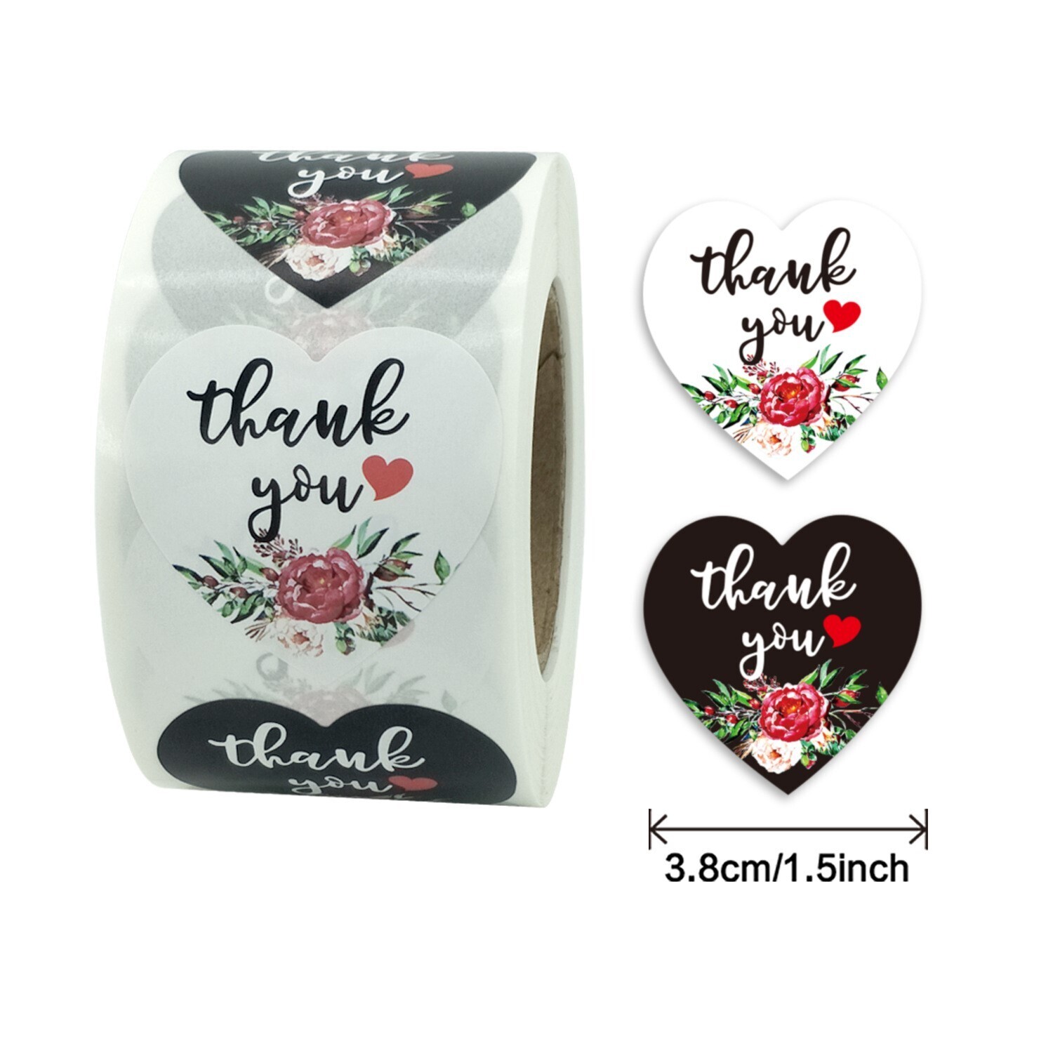 "Thank You" Hearts | 1.5'' (38mm) Scrapbooking Gift Wrapping Sticker