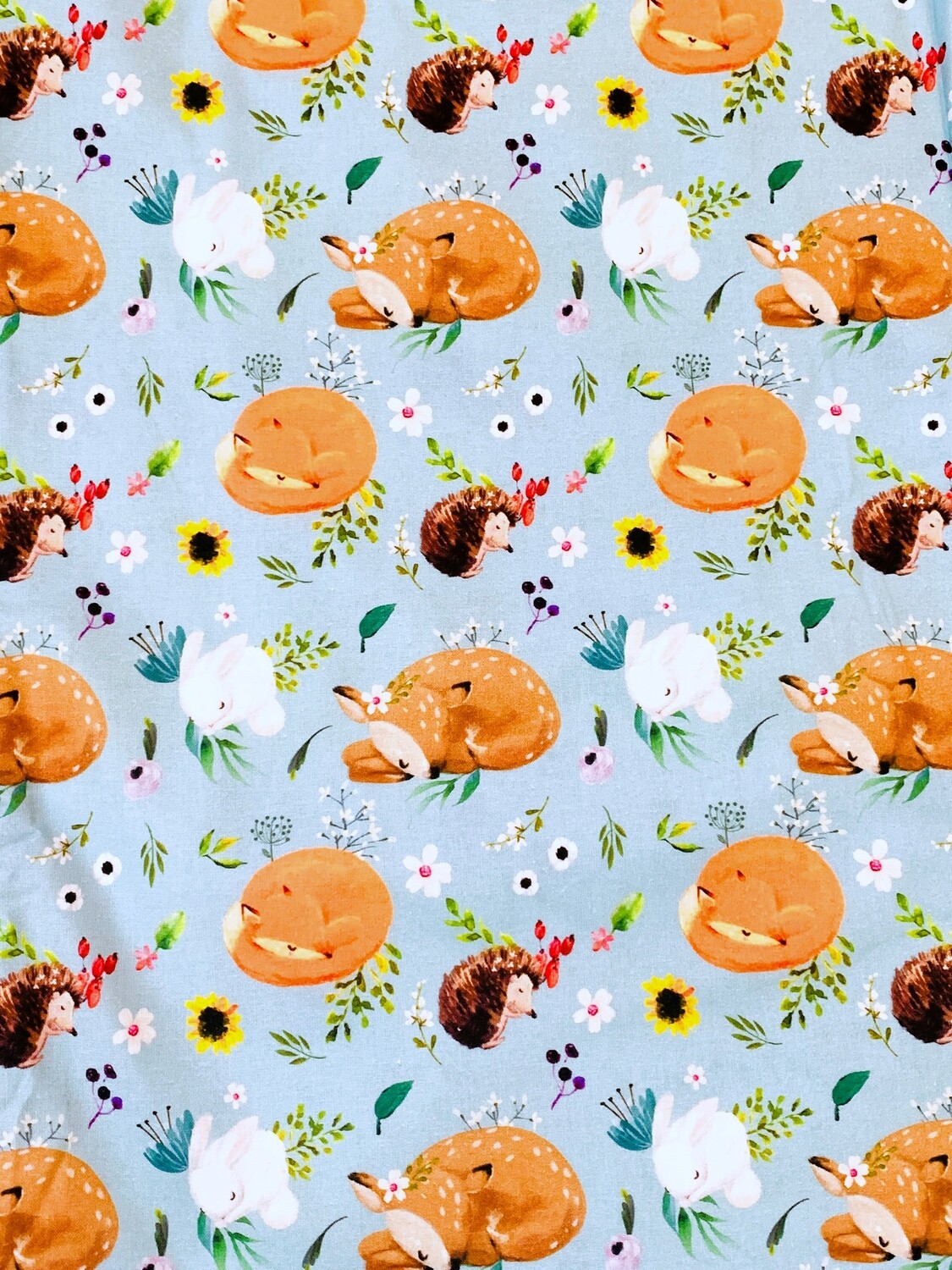 Floral Woodland Animals | Quilting Cotton | 112cm wide - 0.45m Piece