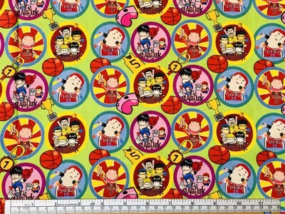 Slam Dunk Circles | Licensed Quilting Cotton | 112cm wide - 0.95m Piece