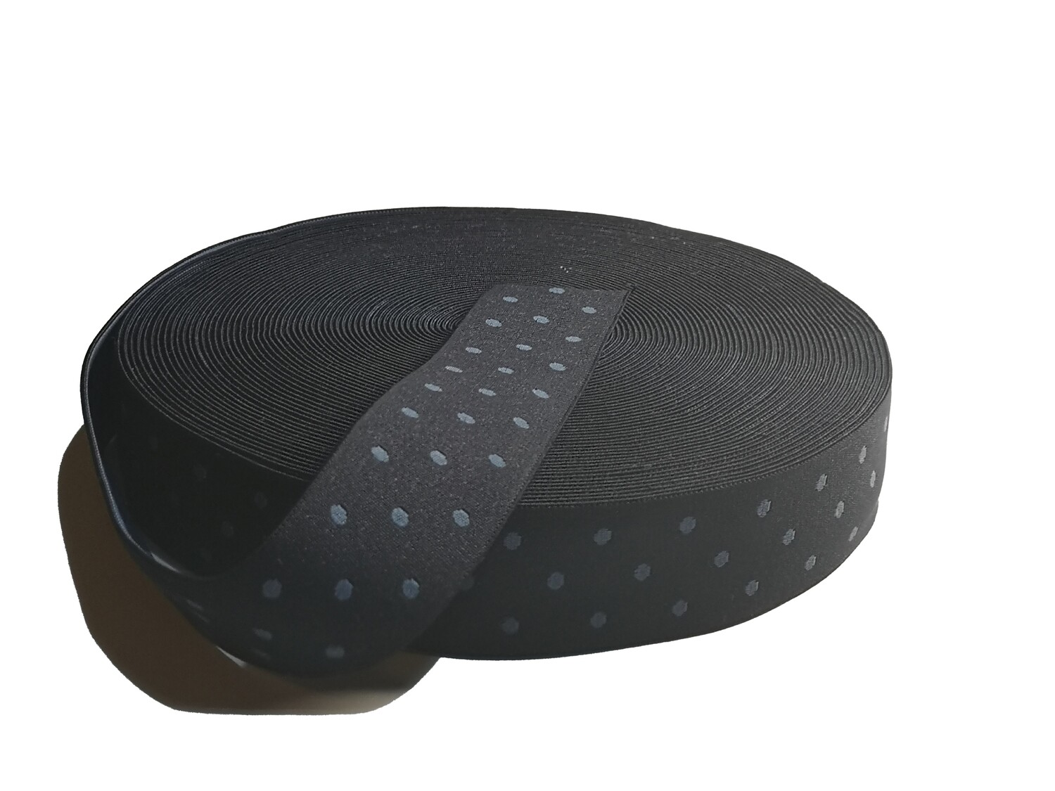 Blue Polka on Navy | Soft Waistband Elastic | 35mm Wide