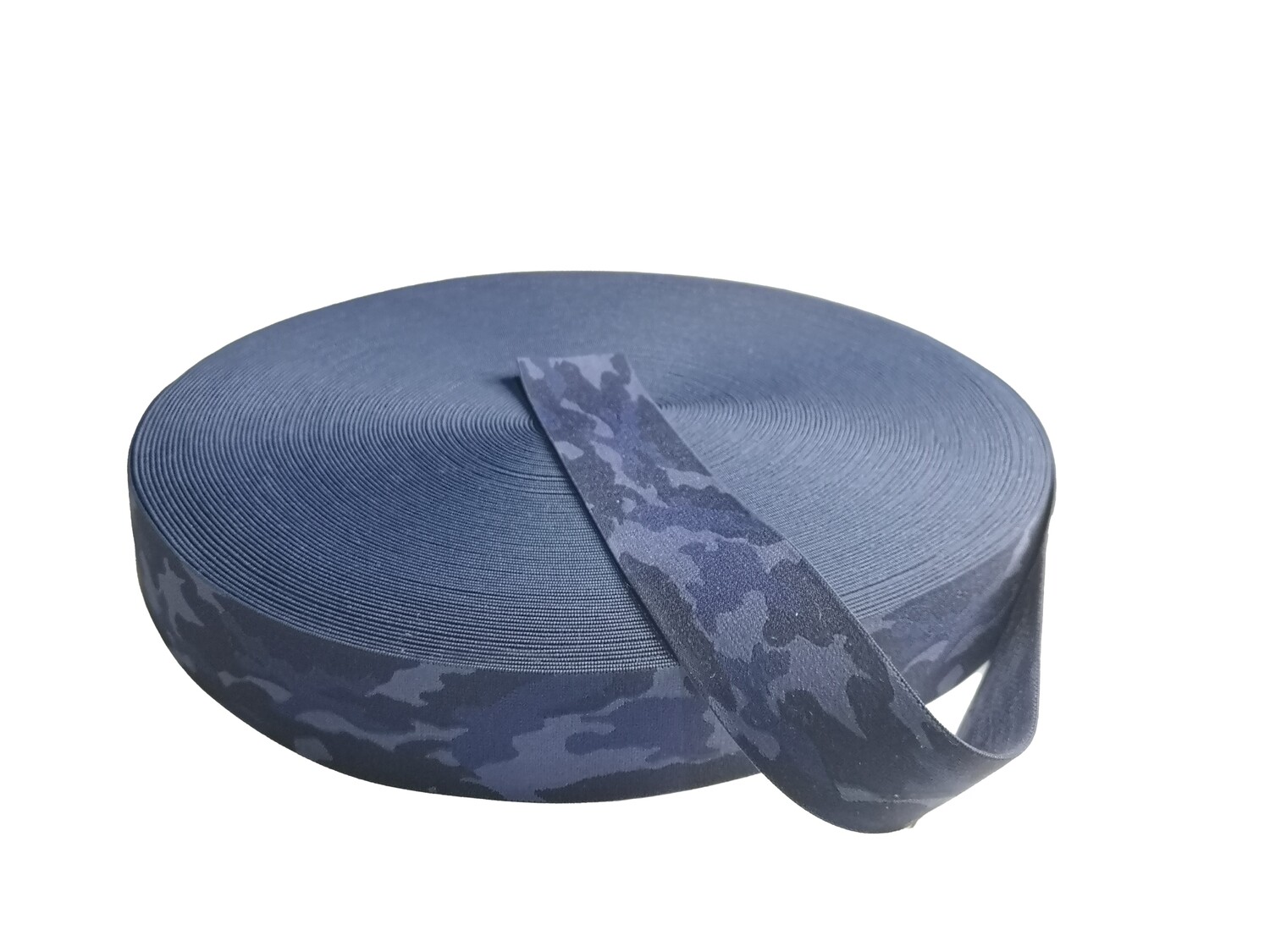 Blue Camouflage, Dark | Soft Waistband Elastic | 35mm Wide