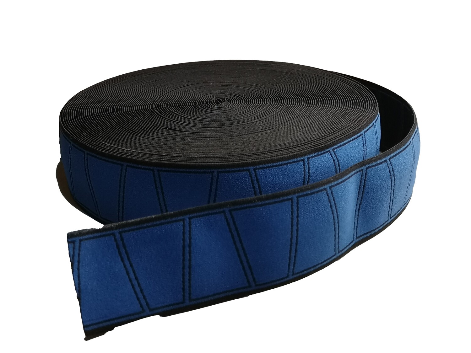 Blue &amp; Black Geo | Soft Waistband Elastic | 40mm Wide