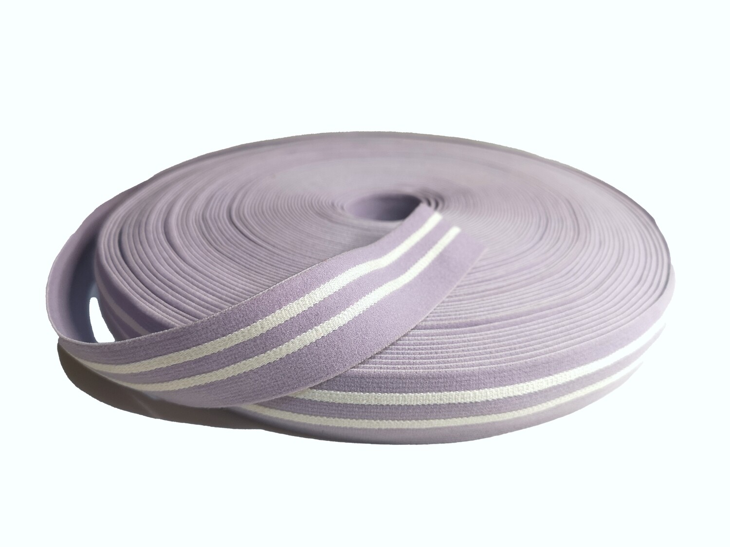 Lilac & White Stripes | Soft Waistband Elastic | 25mm Wide