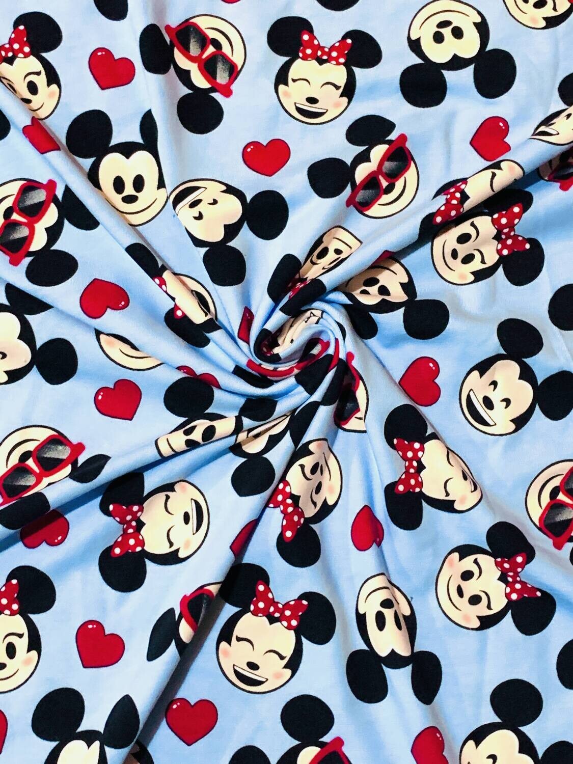 Mickey Minnie Toss | Licensed Cotton Lycra, 180gsm | 165cm Wide - 1.4m Piece