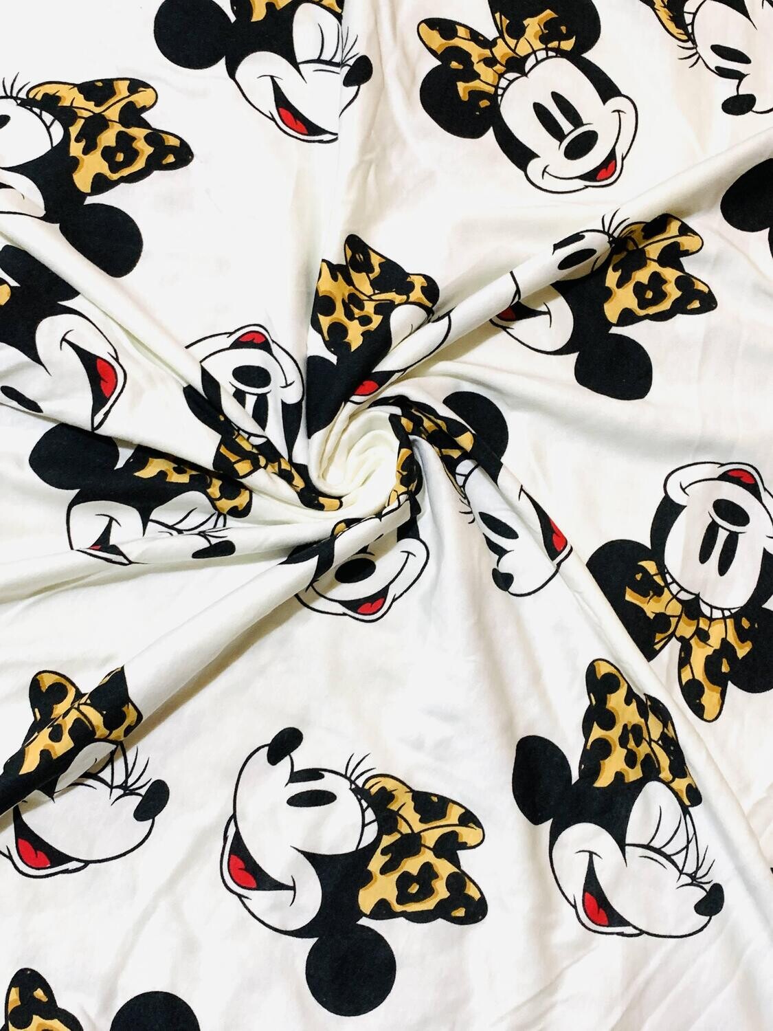 Minnie Leopard Bow | Licensed Cotton Jersey, 170gsm | 180cm Wide - 0.5m Piece