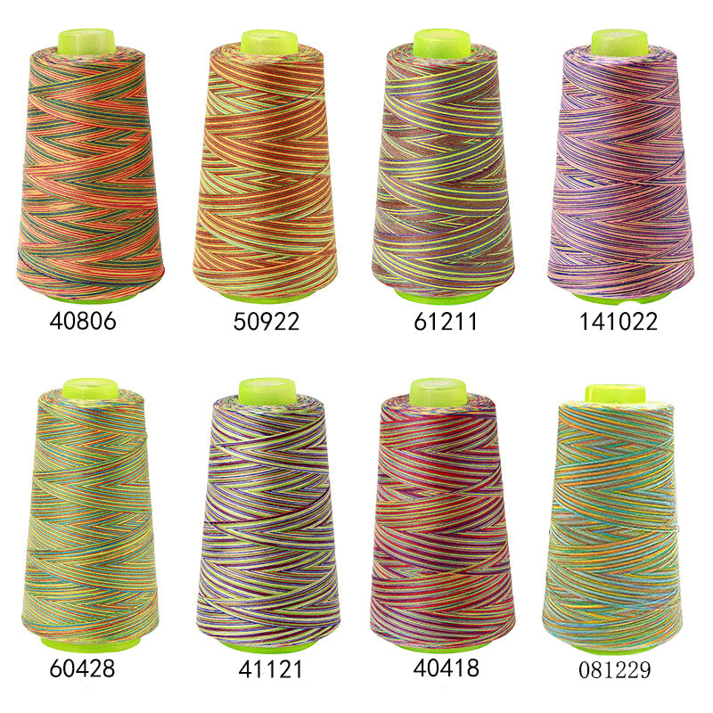 081011 | Rainbow Multicoloured All-Purpose Sewing &amp; Overlocking Variegated Thread | 3000y Spool