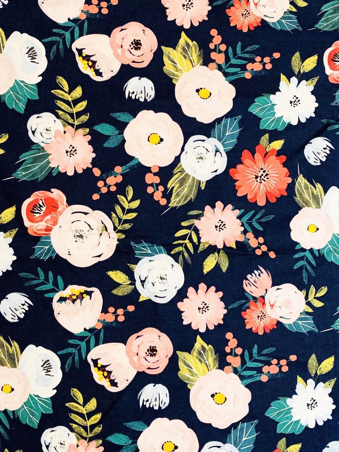 Florals on Navy | Quilting Cotton | 112cm wide - 0.55m Piece