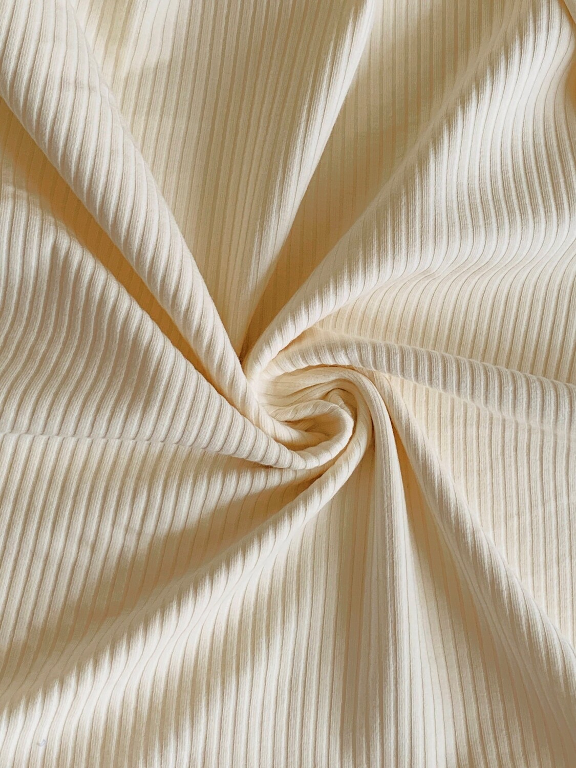 Cream | Ribbed Cotton Jersey Knit, 260gsm | 140cm Wide - 0.45m Piece