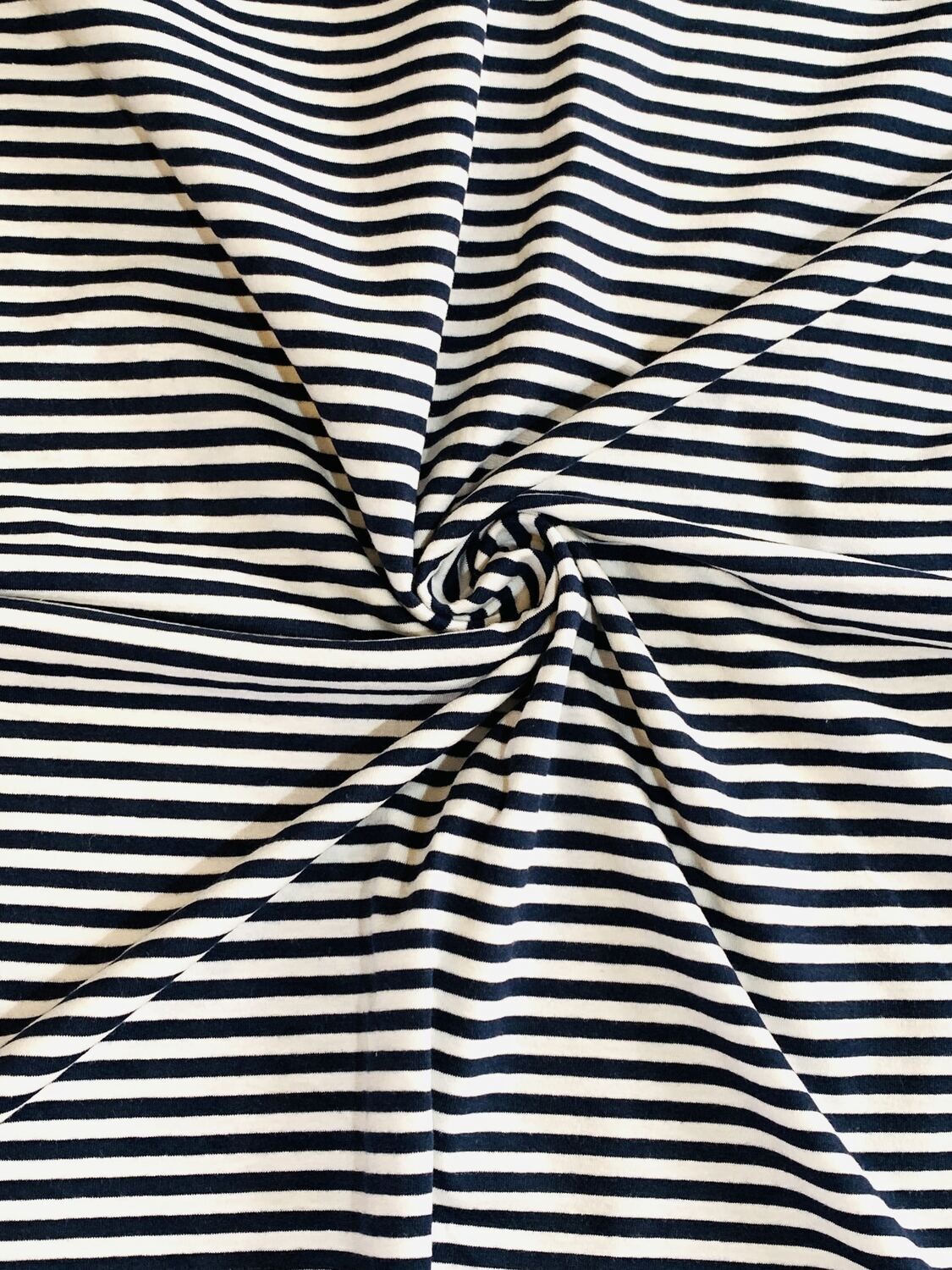 Dark Navy Stripes | Cotton Lycra, 190gsm | 170cm Wide