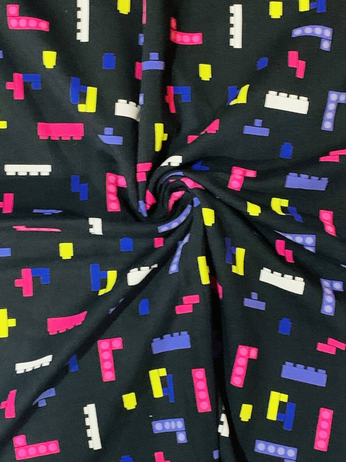 Tetris | Cotton Lycra, 220gsm | 170cm Wide - 1m Piece