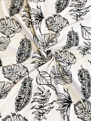 Monotone Leaves | Cotton Lycra, 180gsm | 175cm Wide