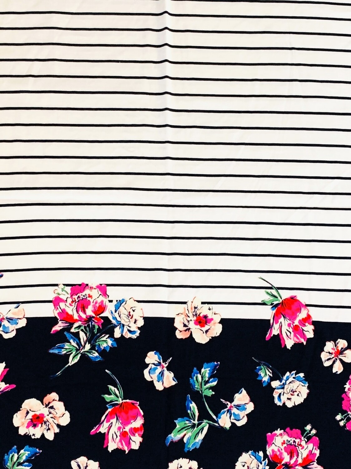 Navy Floral | Premium Cotton Jersey Panel, 230gsm | 160cm Wide