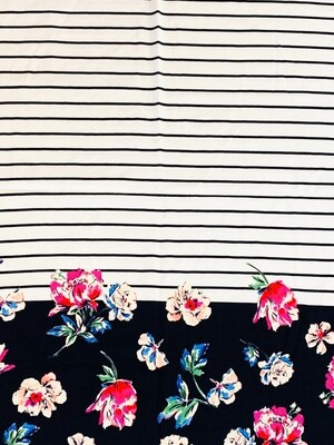 Navy Floral | Premium Cotton Jersey Panel, 230gsm | 160cm Wide