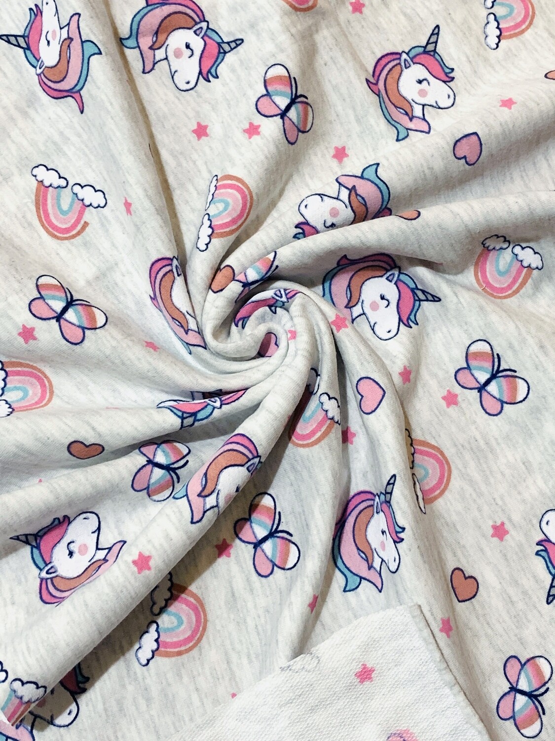 Unicorns &amp; Rainbows | Stretch French Terry, 230gsm | 195cm Wide