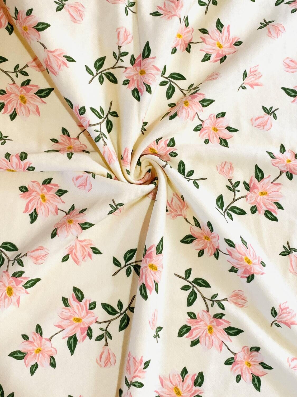 Florals on Ivory | Cotton French Terry, 320gsm | 185cm Wide