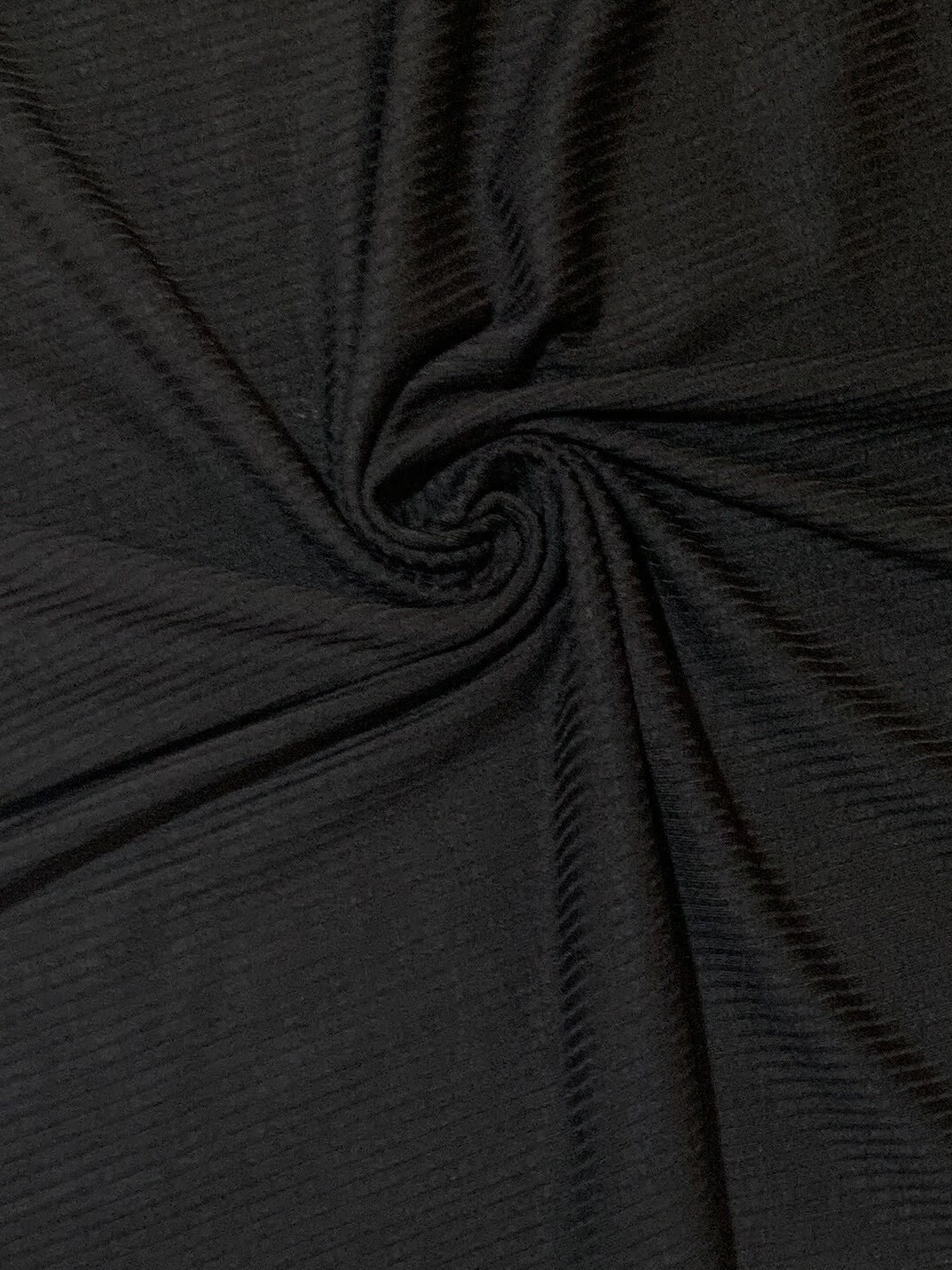 Black Solid | Modal Spandex, Mini Rib Knit | 155cm Wide - 1m Piece