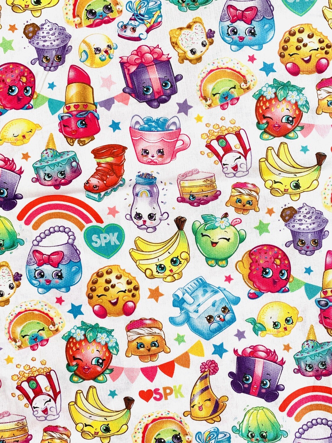 Shopkins, Packed Rainbow Celebration | Licensed Quilting Cotton | 112cm wide - 0.7m Piece