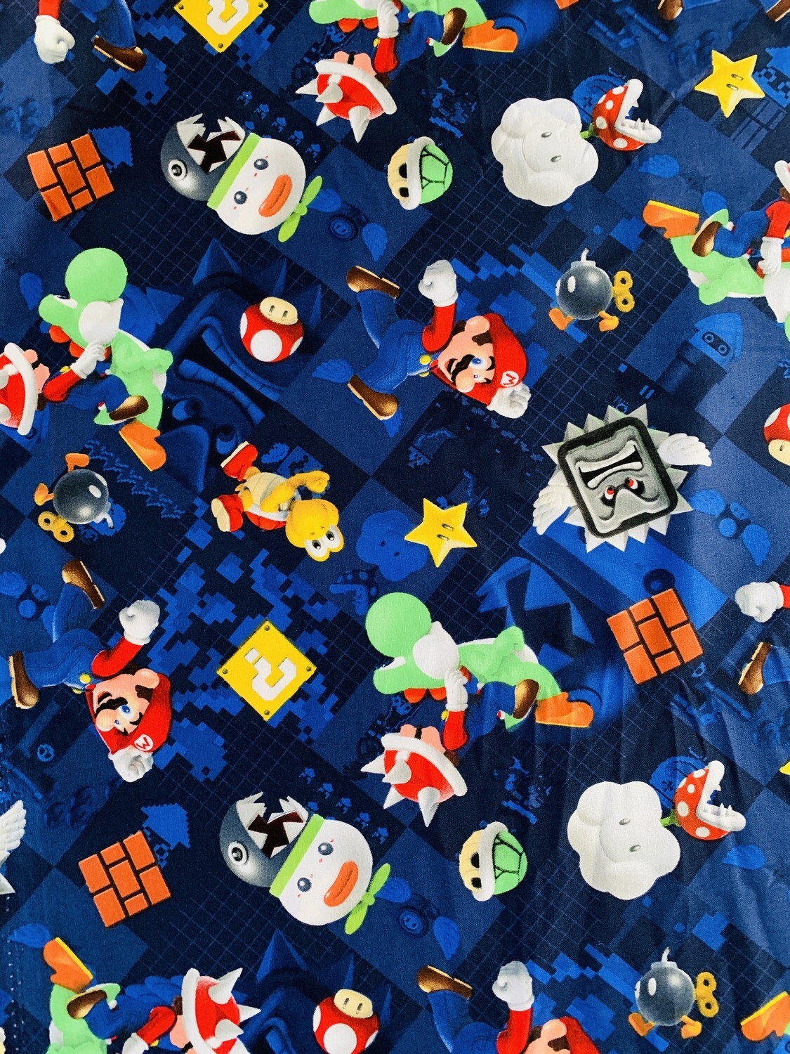 Super Mario, Navy Toss | Licensed Quilting Cotton | 112cm wide - 0.4m Piece