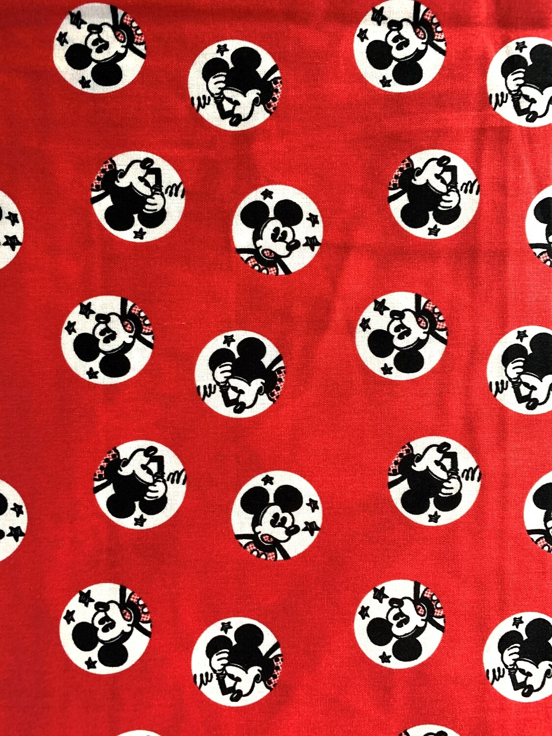 Mickey &amp; Minnie Badges | Licensed Quilting Cotton | 112cm wide