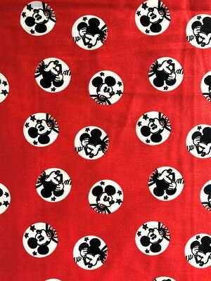 Mickey &amp; Minnie Badges | Licensed Quilting Cotton | 112cm wide
