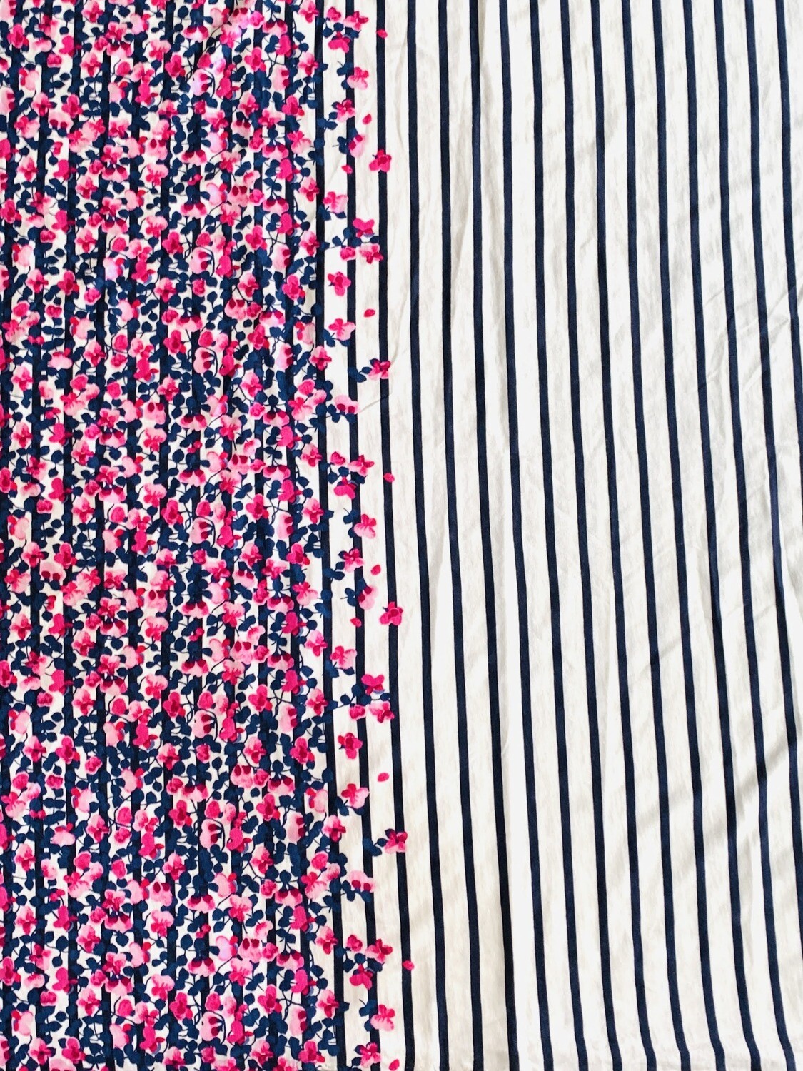 Petals on Stripes | Premium Cotton Jersey Panel, 210gsm | 160cm Wide