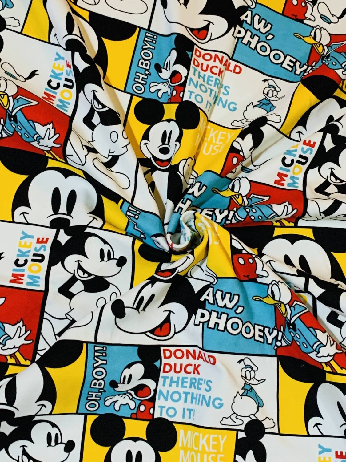Mickey &amp; Donald | Licensed Cotton Lycra, 280gsm | 180cm Wide