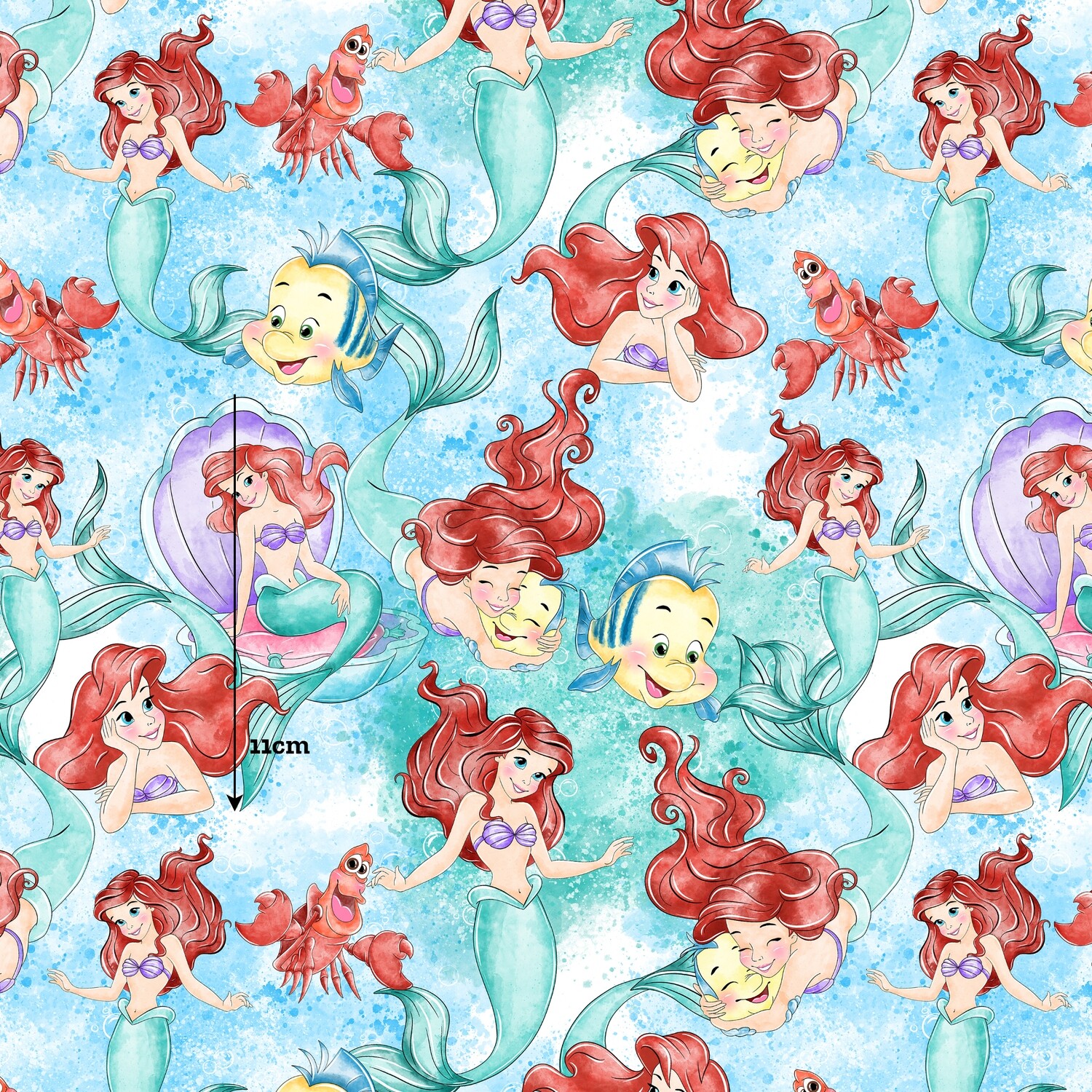 Ariel, The Little Mermaid | Digital Print Custom Quilting Cotton | 145cm wide
