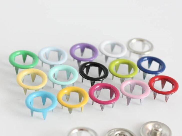 9.5mm (3/8'') | Coloured Metal Snap Fasteners | 5 sets