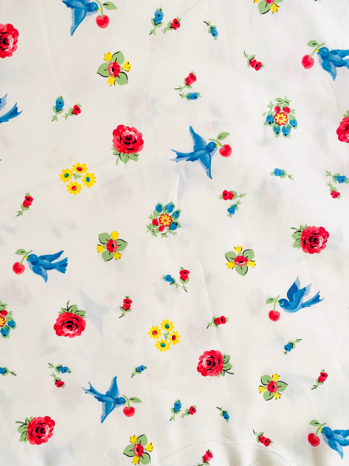 Birds &amp; Flowers, White | Quilting Cotton | 112cm wide