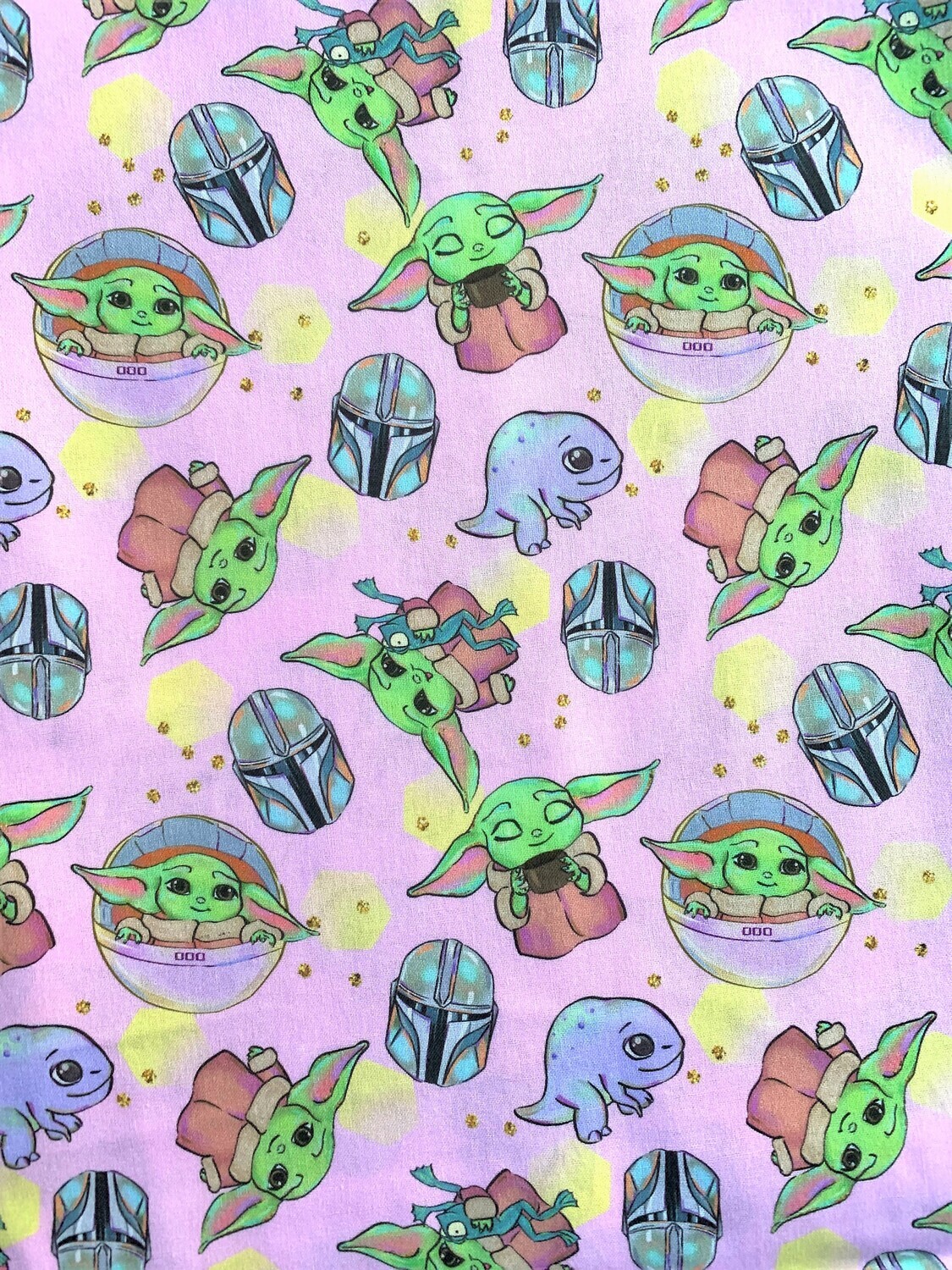 Baby Yoda, Pink | Custom Cotton Woven | 145cm wide - Final Pieces